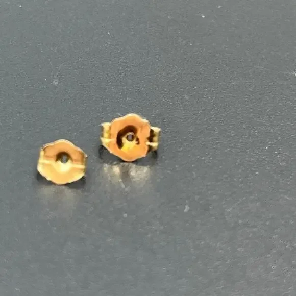 Designer Signed‎ 14k Yellow Gold Green Round Ball Stud Pierced Earrings